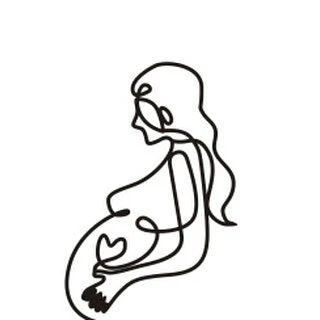 Pregnant woman line art cake topper